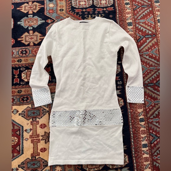 Retrofete mini Dress champagne shimmer White mirror sequins long sleeve XS READ - Picture 2 of 13